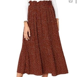 High Waist polka dot pleated skirt